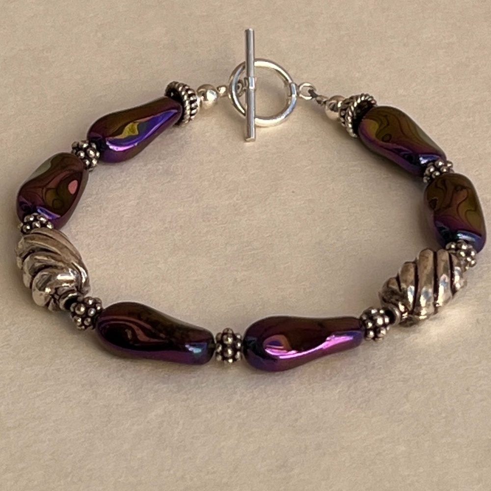 Purple and Silver colored Bracelet